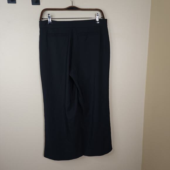 ecru Split Hem Wide Flare Leg Cropped Palazzo Pants in Black Size 4 - Picture 5 of 11